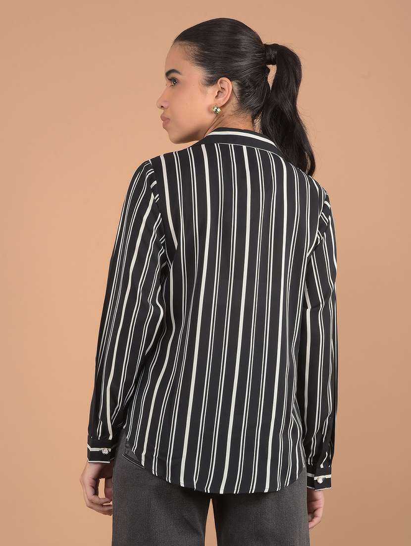 women black stripes regular shirt - 21617404 - Standard Image - 3