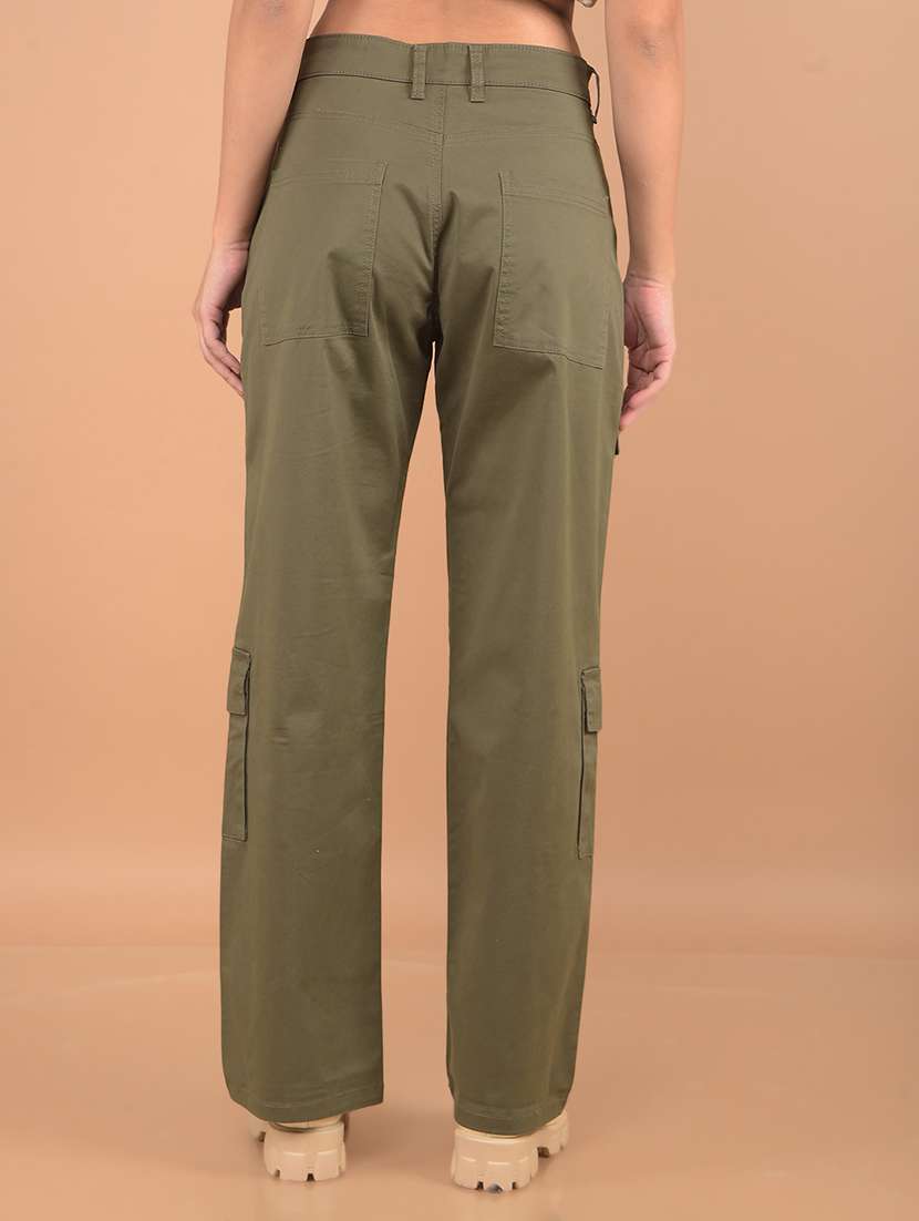 women mid rise solid cargo - 21617416 -  Standard Image - 3