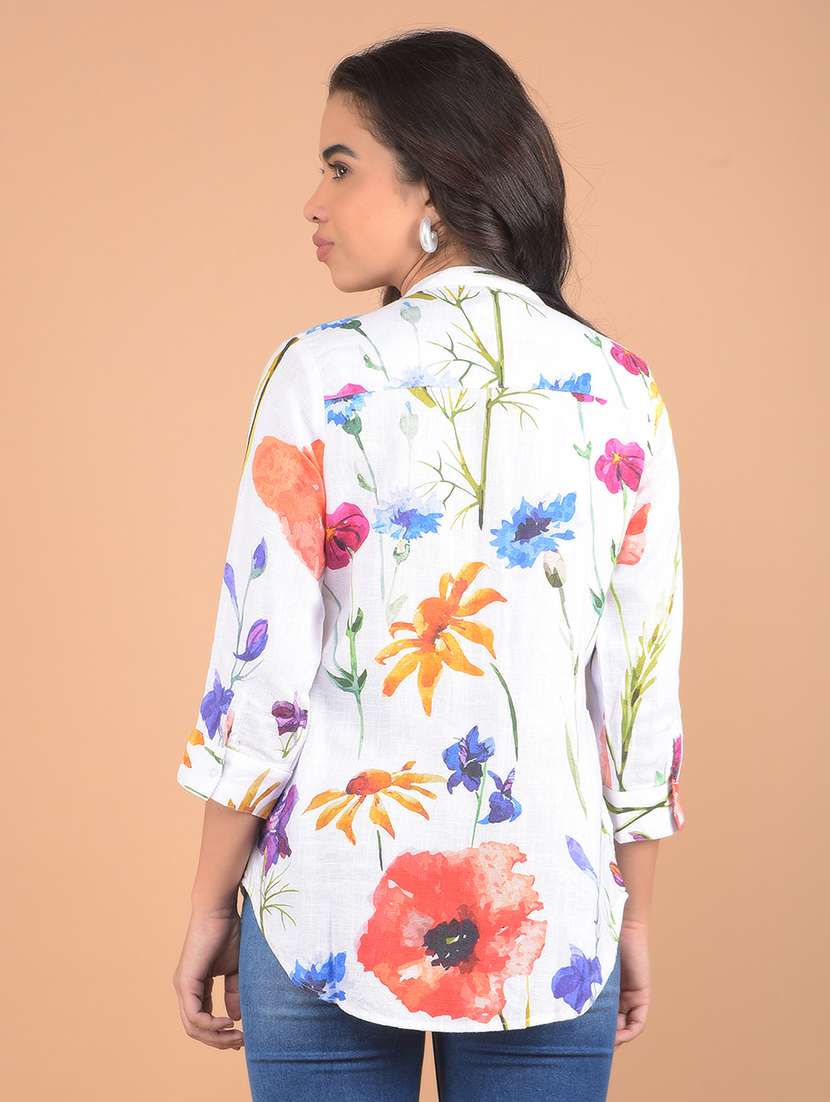 women floral printed three quarter sleeves top - 21617422 - Standard Image - 3