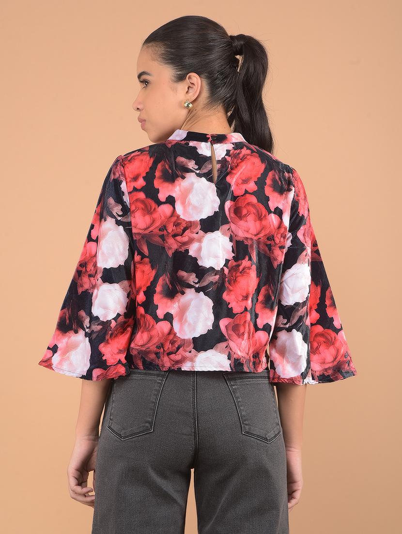 women multicolored floral printed crop top - 21617423 - Standard Image - 3