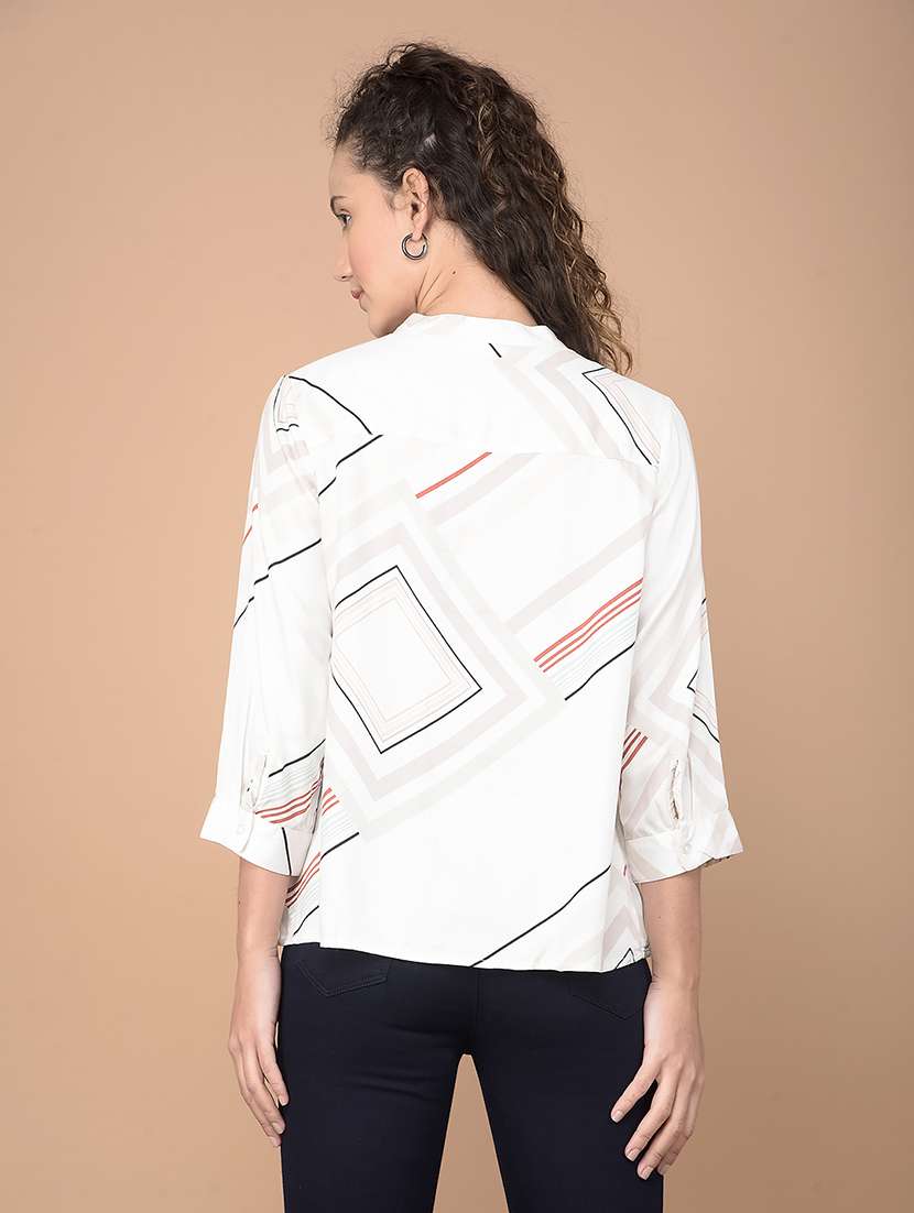 women striped printed three quarter sleeves top - 21617425 - Standard Image - 3