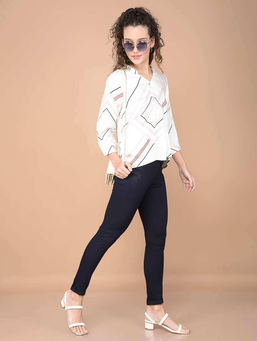 women striped printed three quarter sleeves top - 21617425 - Standard Image - 5