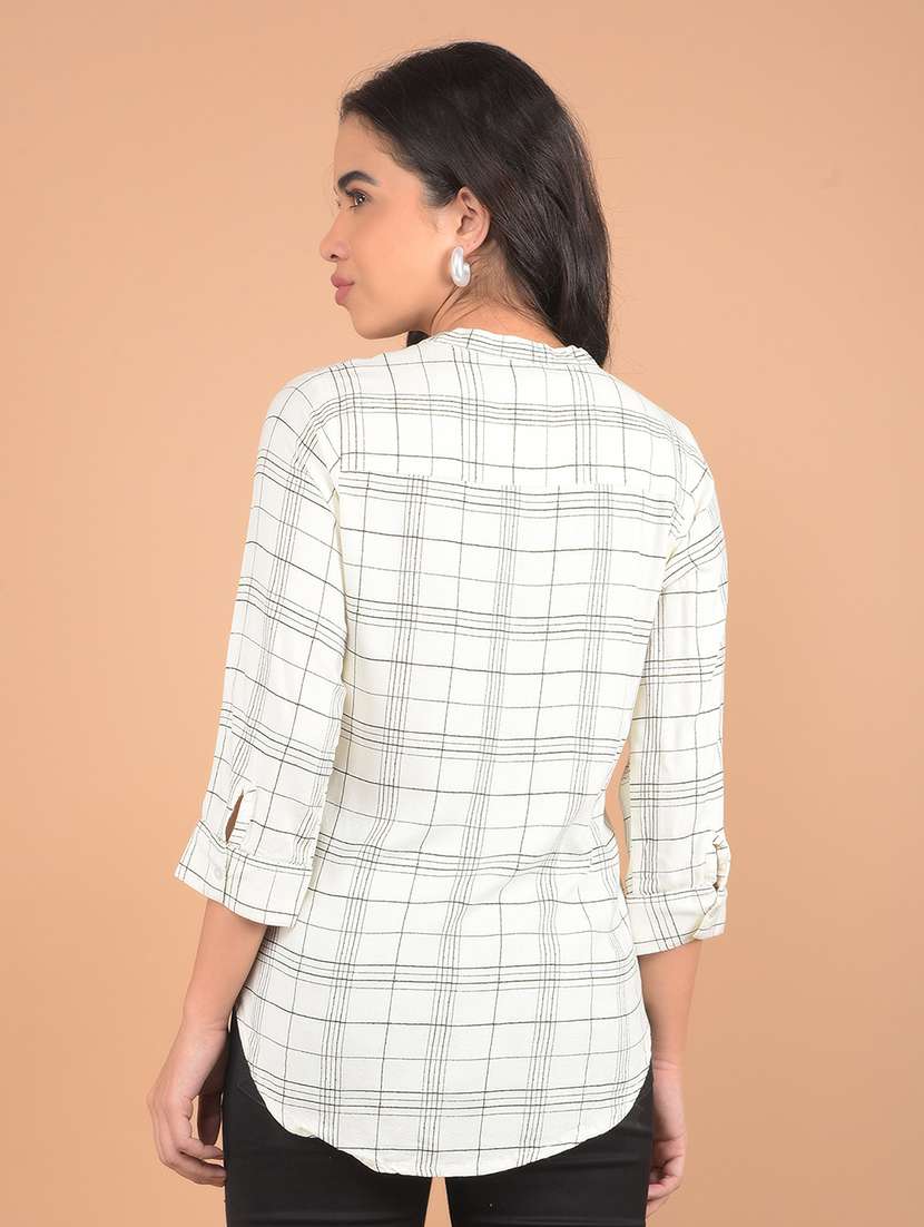 women white checks regular top - 21617433 - Standard Image - 3