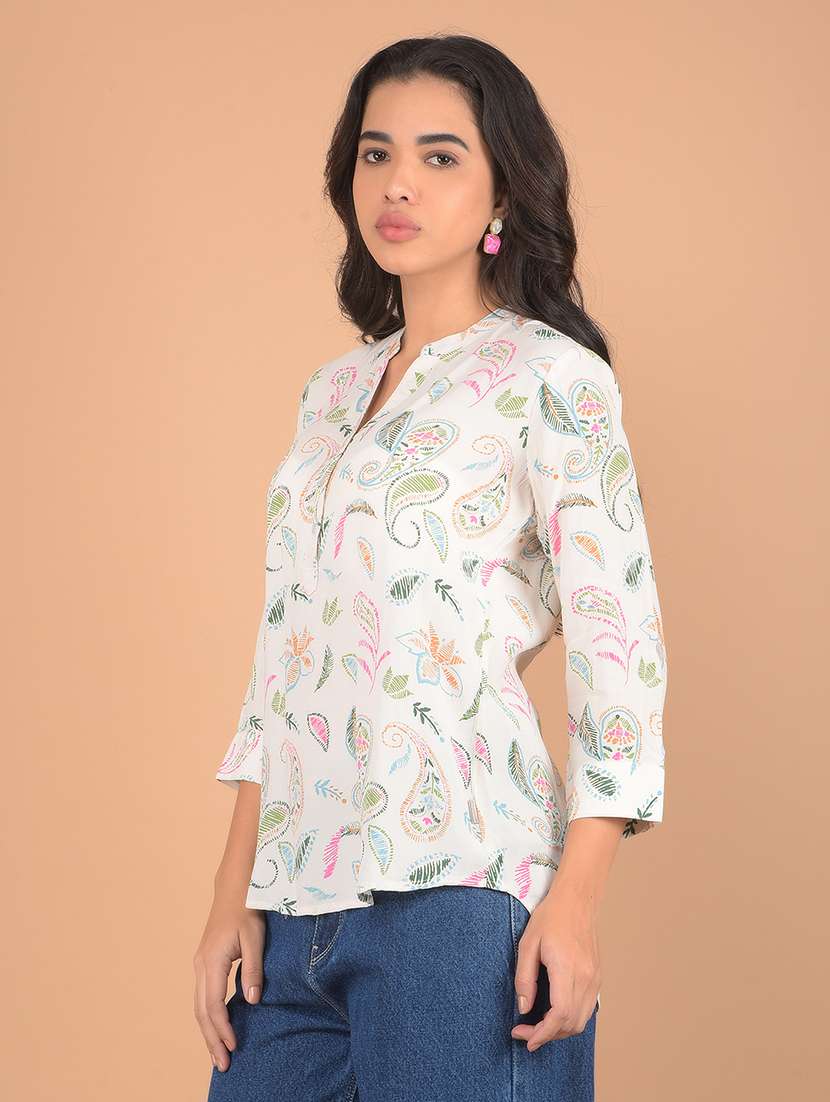women printed three quarter sleeves top - 21617435 - Zoom Image - 0