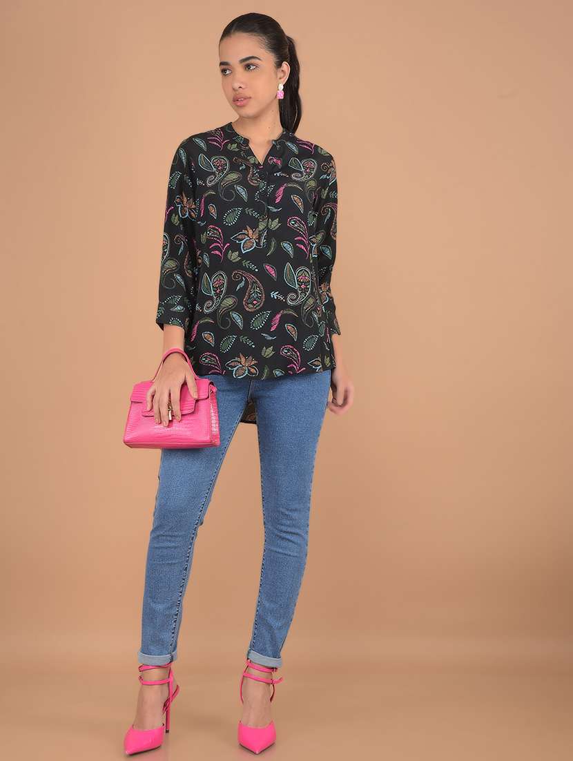 women black paisley printed regular top - 21617436 -  Standard Image - 3