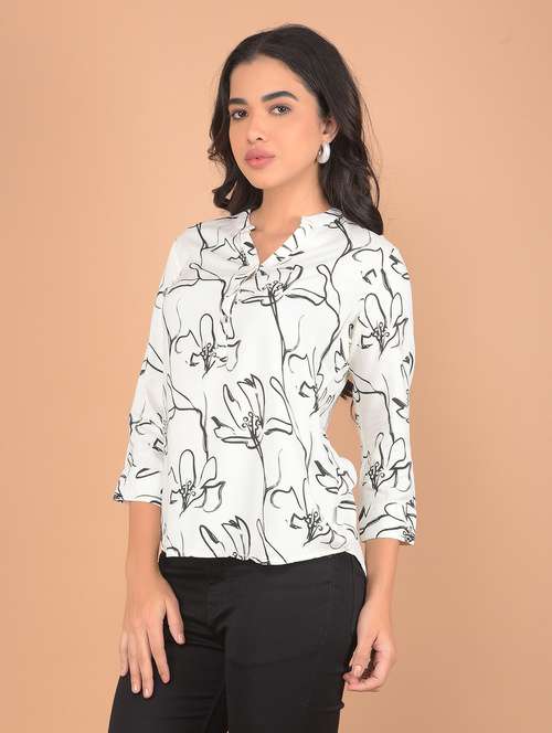 women printed three quarter sleeves top - 21617441 - Standard Image - 0