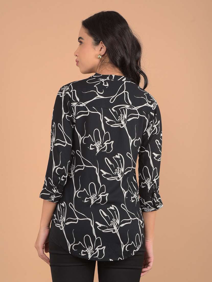 women black printedregular top - 21617442 - Standard Image - 3
