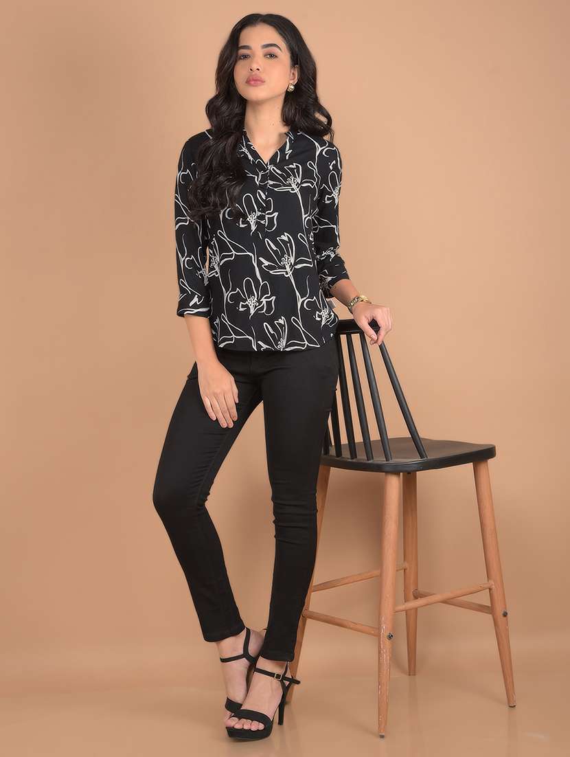 women black printedregular top - 21617442 - Standard Image - 5