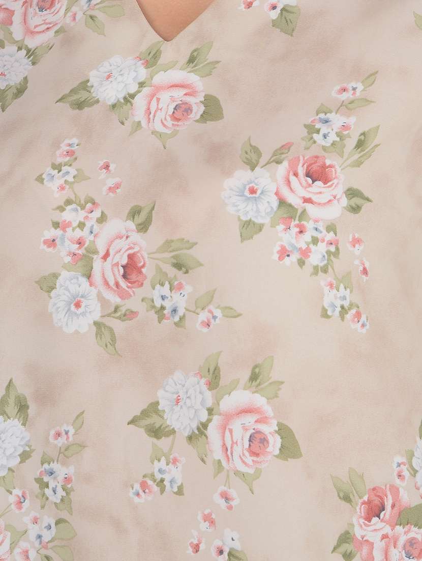 women floral printed v neck top - 21617447 - Standard Image - 5