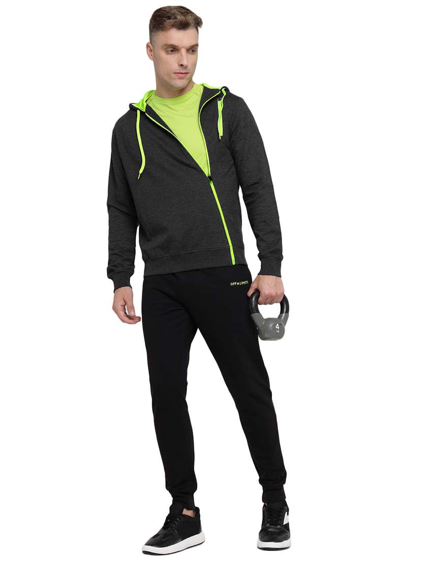 men solid hooded tracksuit