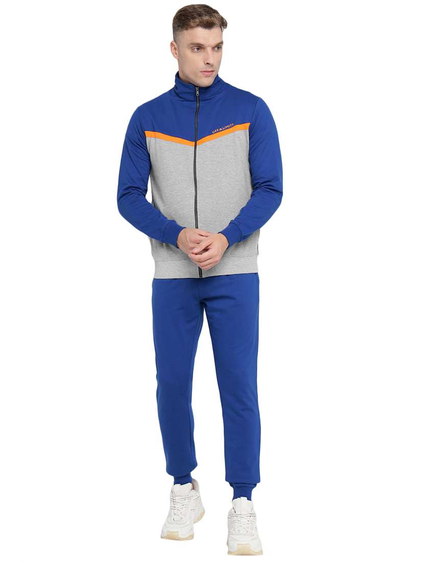 men color block long sleeves tracksuit