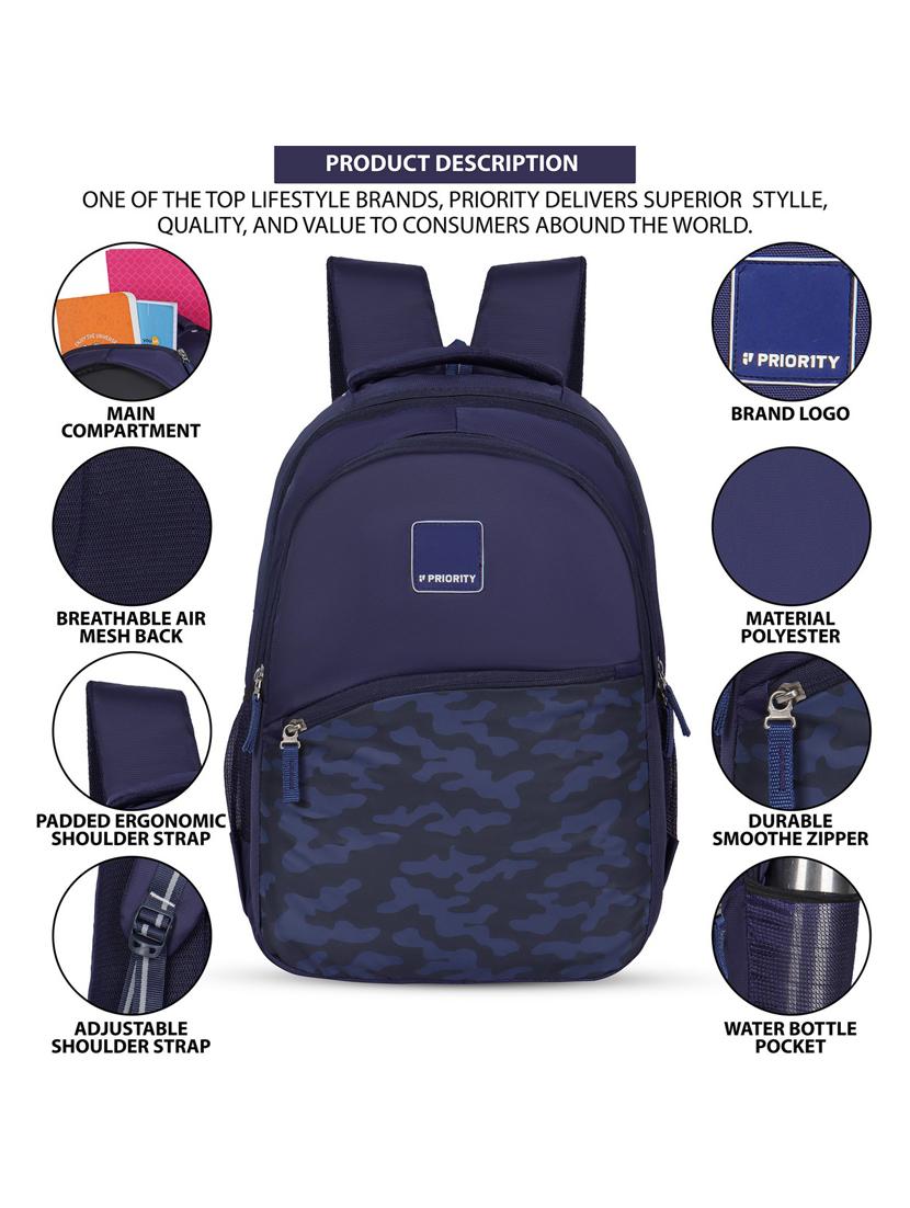 men navy blue adjustable straps backpack - 21617490 - Standard Image - 5