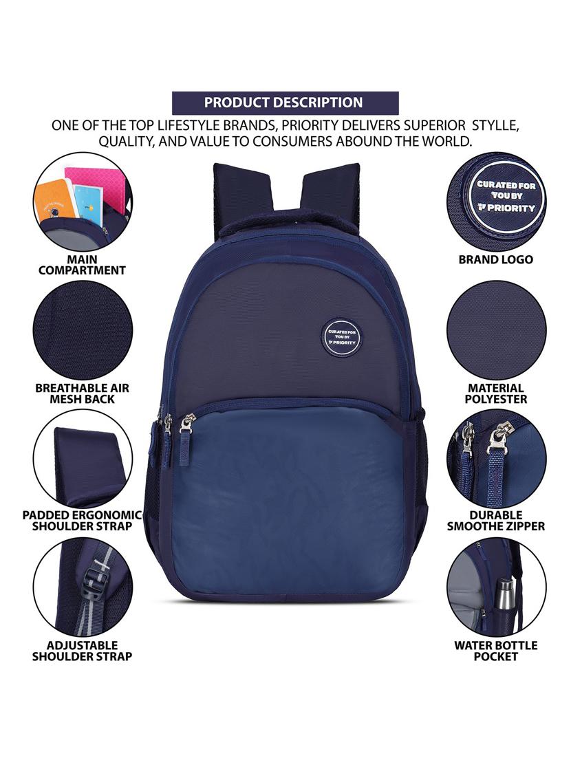 men navy blue adjustable straps backpack - 21617534 - Standard Image - 5