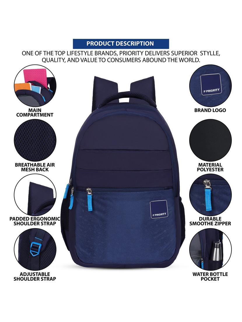 men navy blue adjustable straps backpack - 21617546 - Standard Image - 5