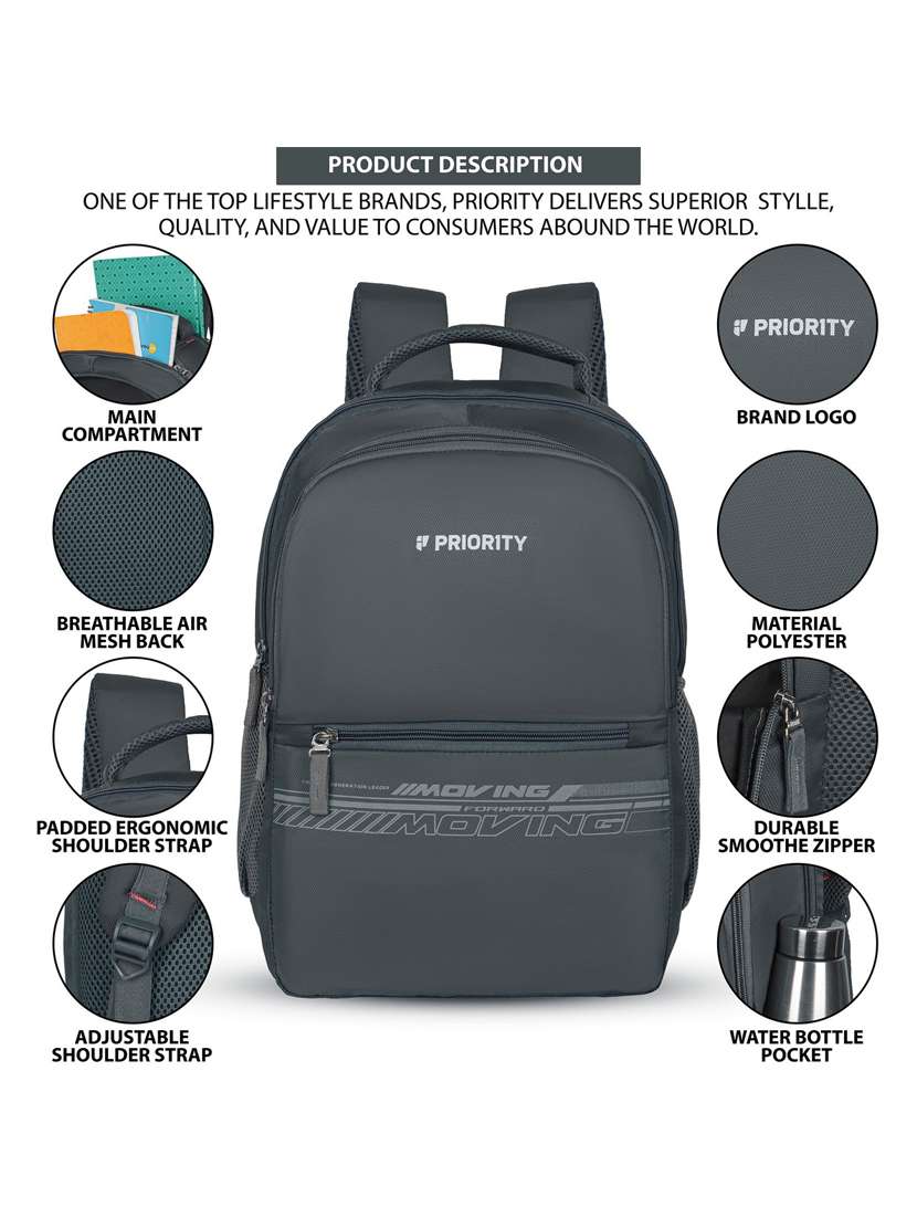 men grey adjustable straps backpack - 21617557 -  Standard Image - 5