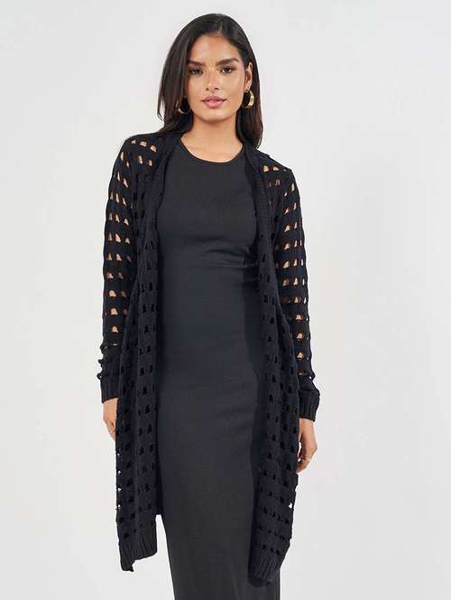 women self design long sleeve winter shrug - 21618055 -  Standard Image - 0