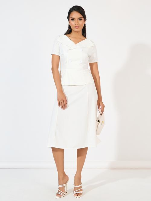 women off white solid a-line dress - 21618085 -  Standard Image - 0
