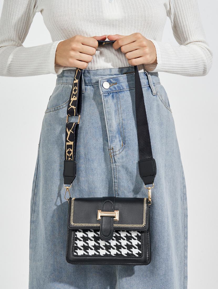 women black textured sling bag - 21618113 - Standard Image - 3