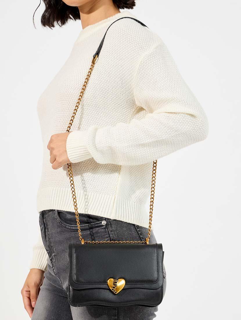 women black solid sling bag - 21618119 - Standard Image - 3