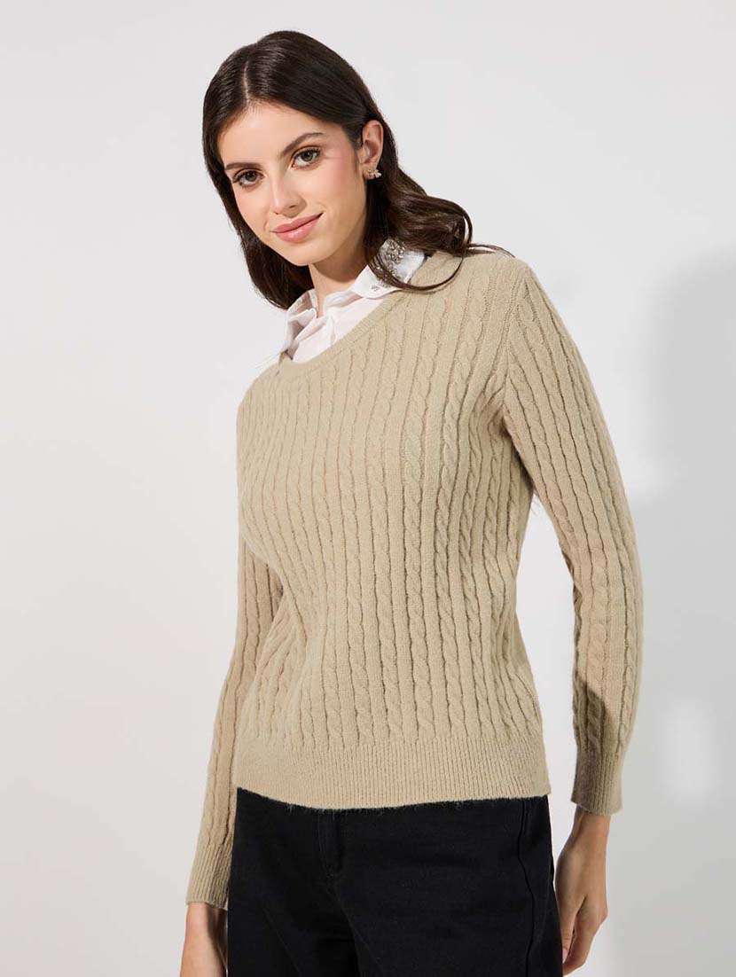women self design long sleeve pullover - 21618132 -  Zoom Image - 0