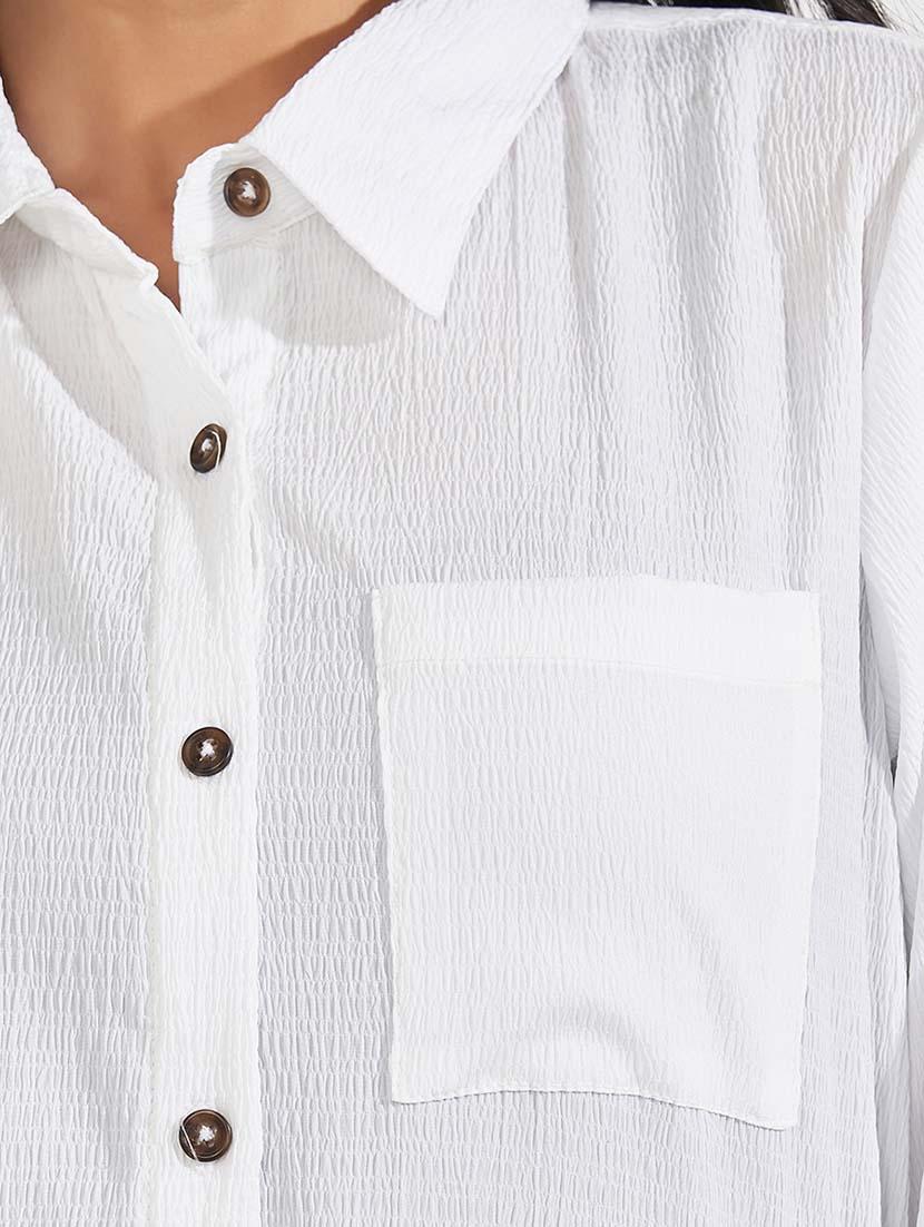 women solid long sleeve regular shirt - 21618149 - Standard Image - 3