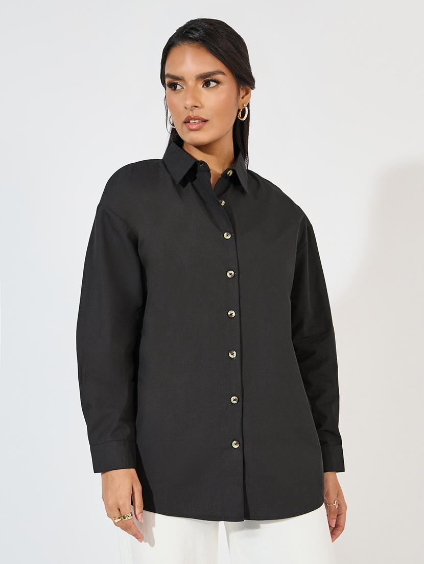 black cotton regular shirt - 21618150 - Zoom Image - 0