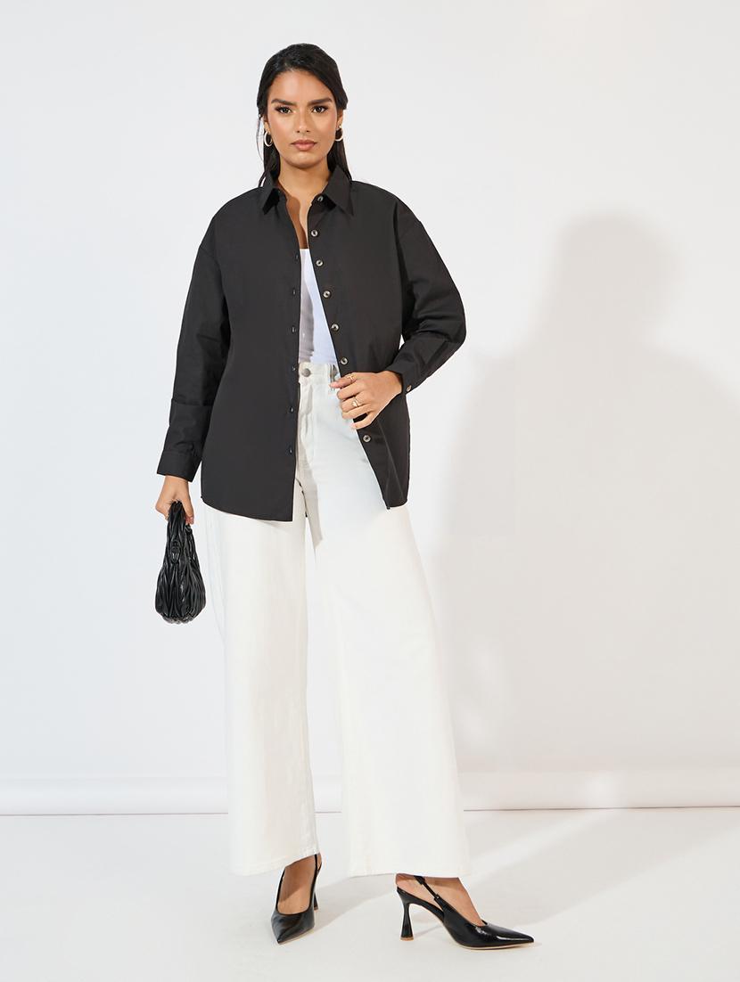 black cotton regular shirt - 21618150 - Standard Image - 3