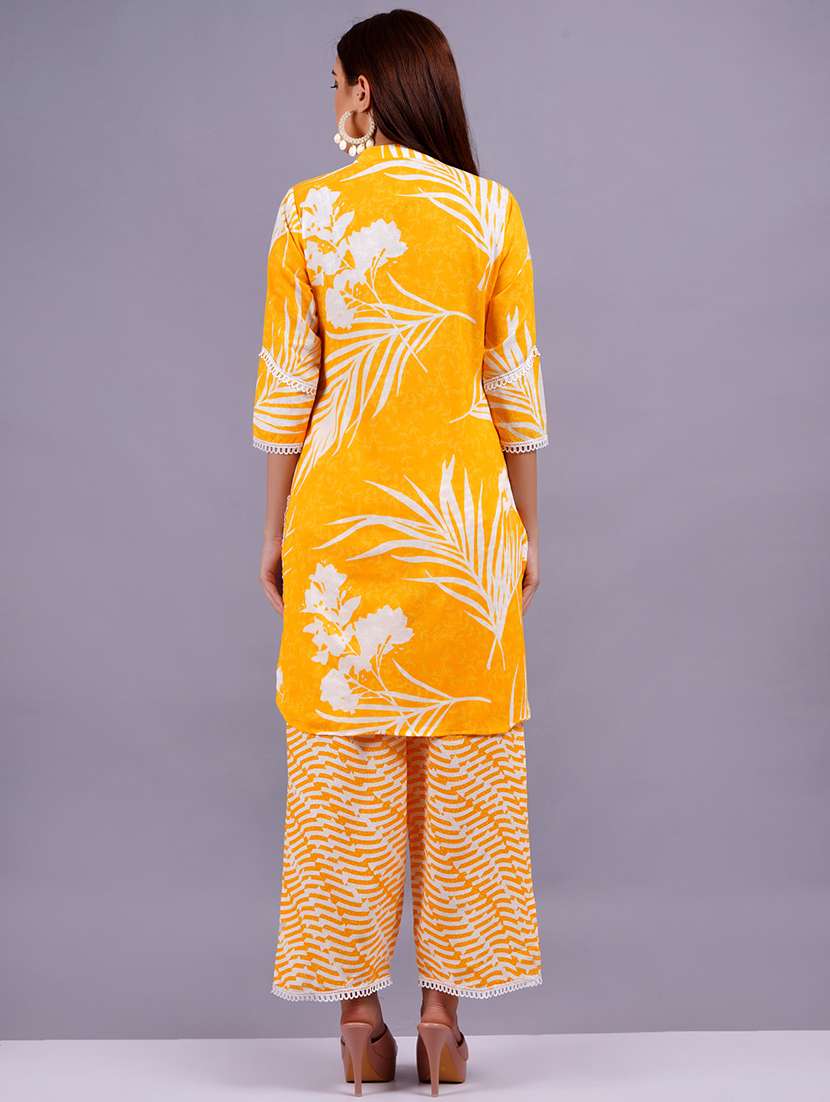 women yellow printed ethnic co-ord set - 21618335 - Standard Image - 3