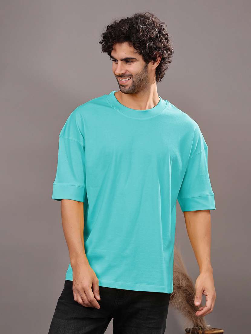men solid short sleeve oversized t-shirt - 21618359 -  Zoom Image - 0