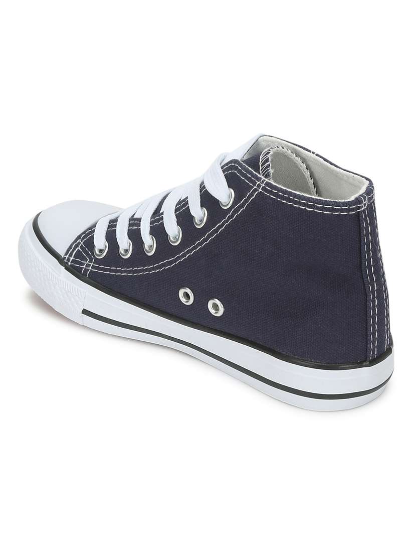 unisex solid lace up canvas sneakers - 21618480 - Standard Image - 3