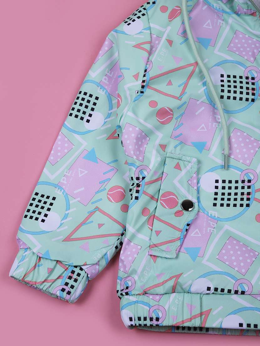 girls printed long sleeve hooded jacket - 21618708 -  Standard Image - 3