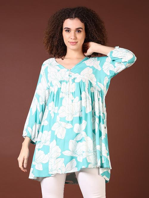women floral printed v neck flared kurti - 21618723 -  Standard Image - 0