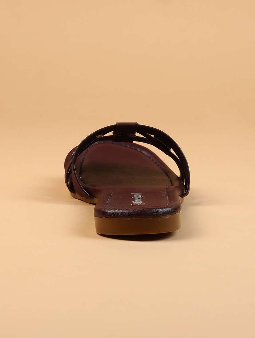 women maroon solid slip on flats - 21618752 -  Standard Image - 3