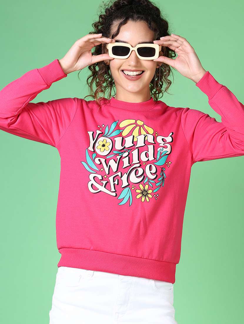 women front print long sleeve sweatshirt - 21618755 -  Standard Image - 3