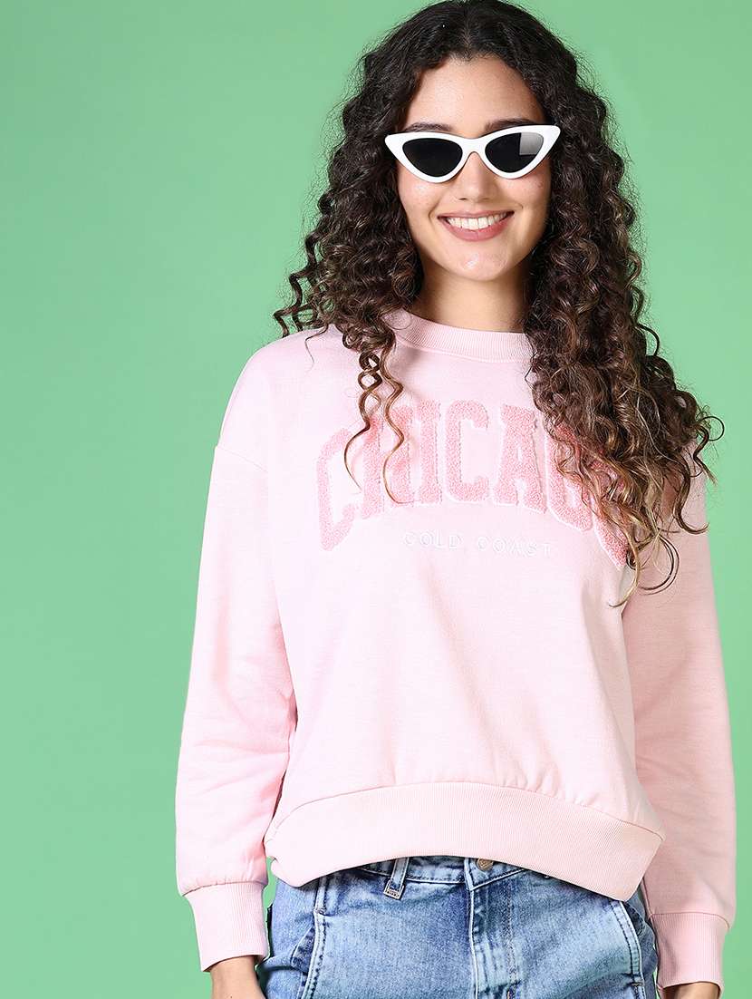women chest print long sleeve sweatshirt - 21618757 -  Standard Image - 3