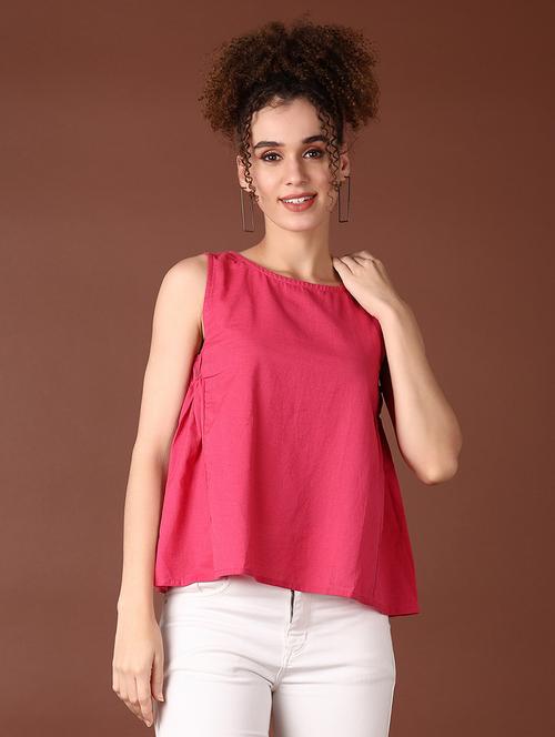 women solid sleeveless a-line top - 21618759 - Standard Image - 0