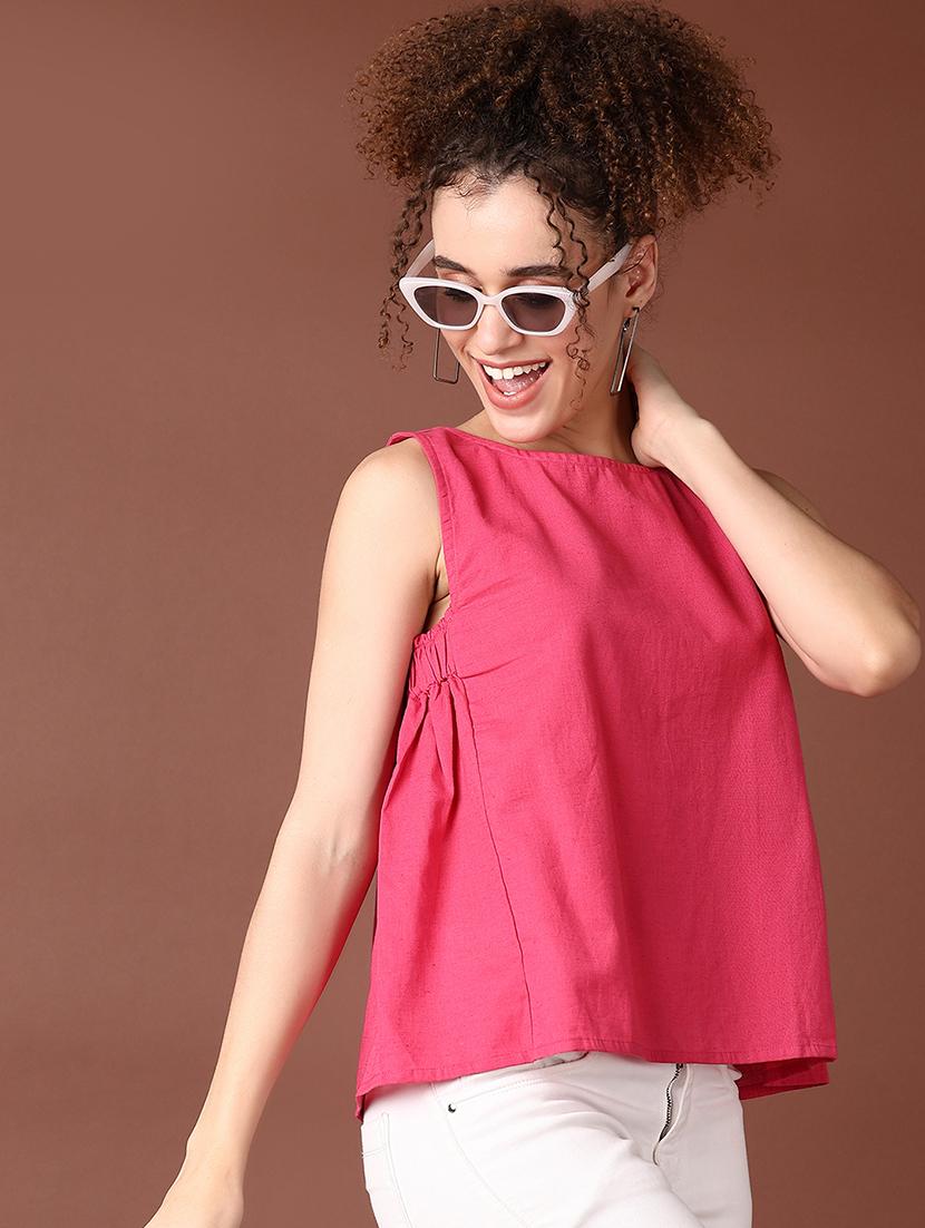 women solid sleeveless a-line top - 21618759 - Standard Image - 3