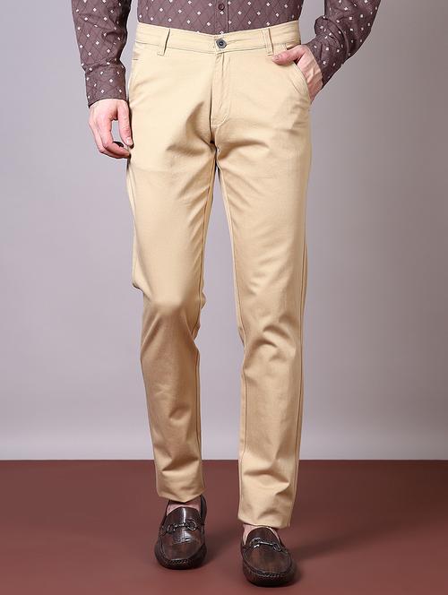 men solid mid rise chinos trouser - 21618781 - Standard Image - 0