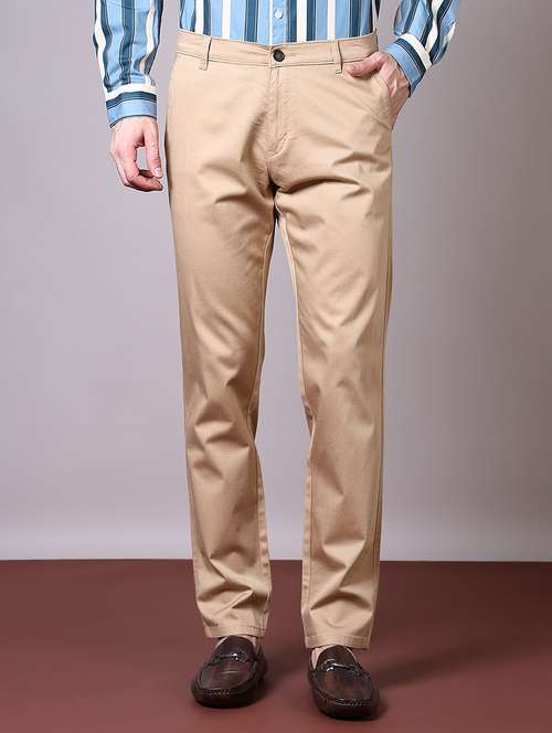 men solid mid rise chinos trouser - 21618782 -  Standard Image - 0