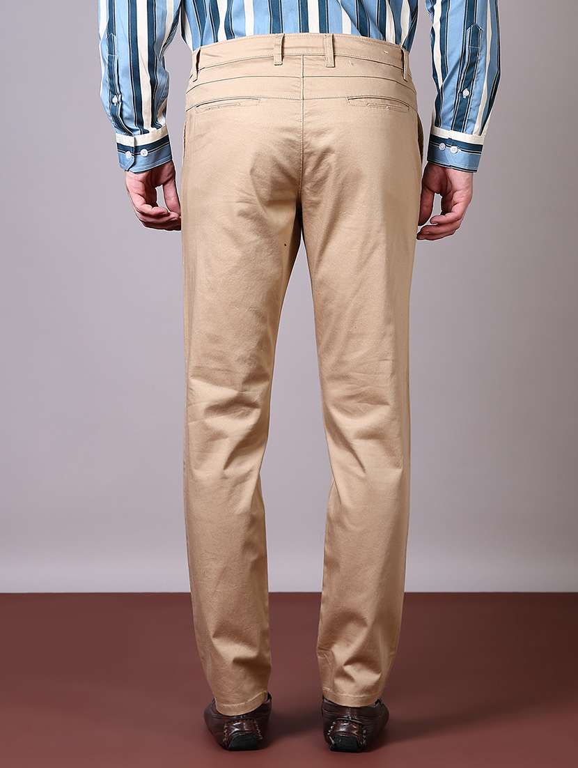 men solid mid rise chinos trouser - 21618782 -  Standard Image - 3