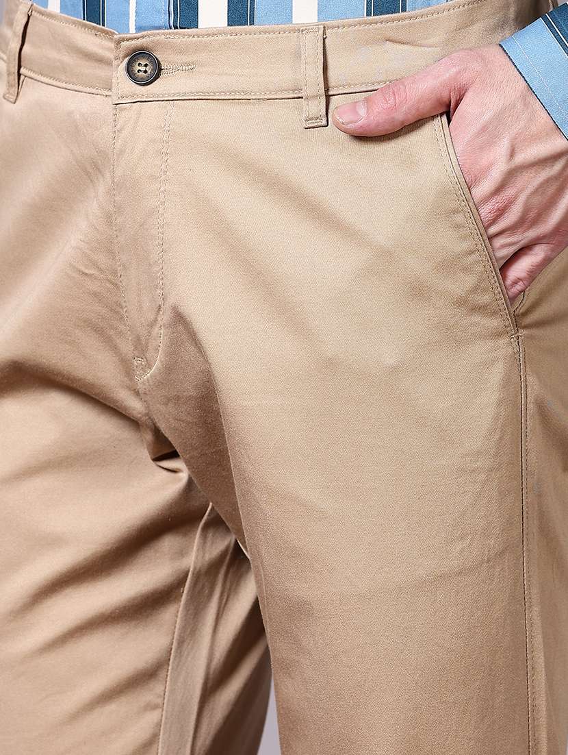 men solid mid rise chinos trouser - 21618782 -  Standard Image - 5