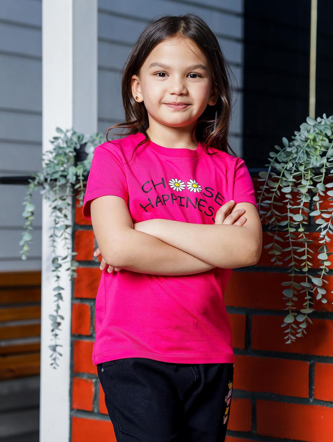 girls round neck printed short sleeves t-shirt - 21618873 - Zoom Image - 0