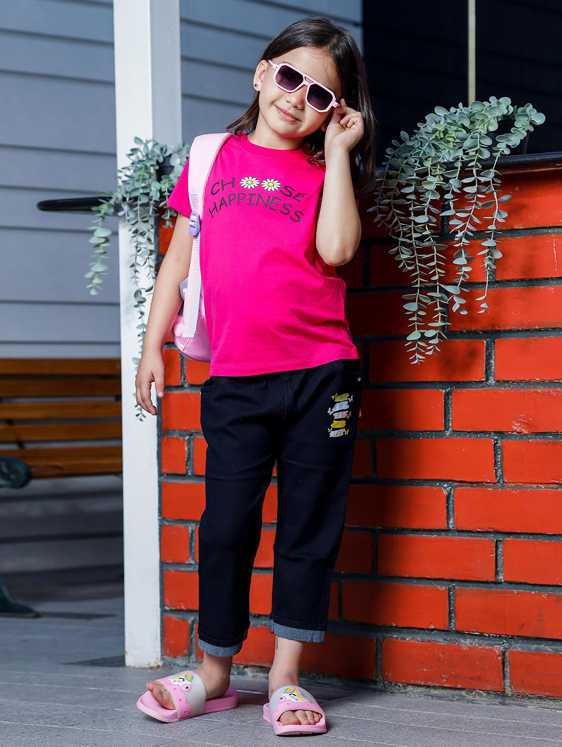 girls round neck printed short sleeves t-shirt - 21618873 - Standard Image - 3