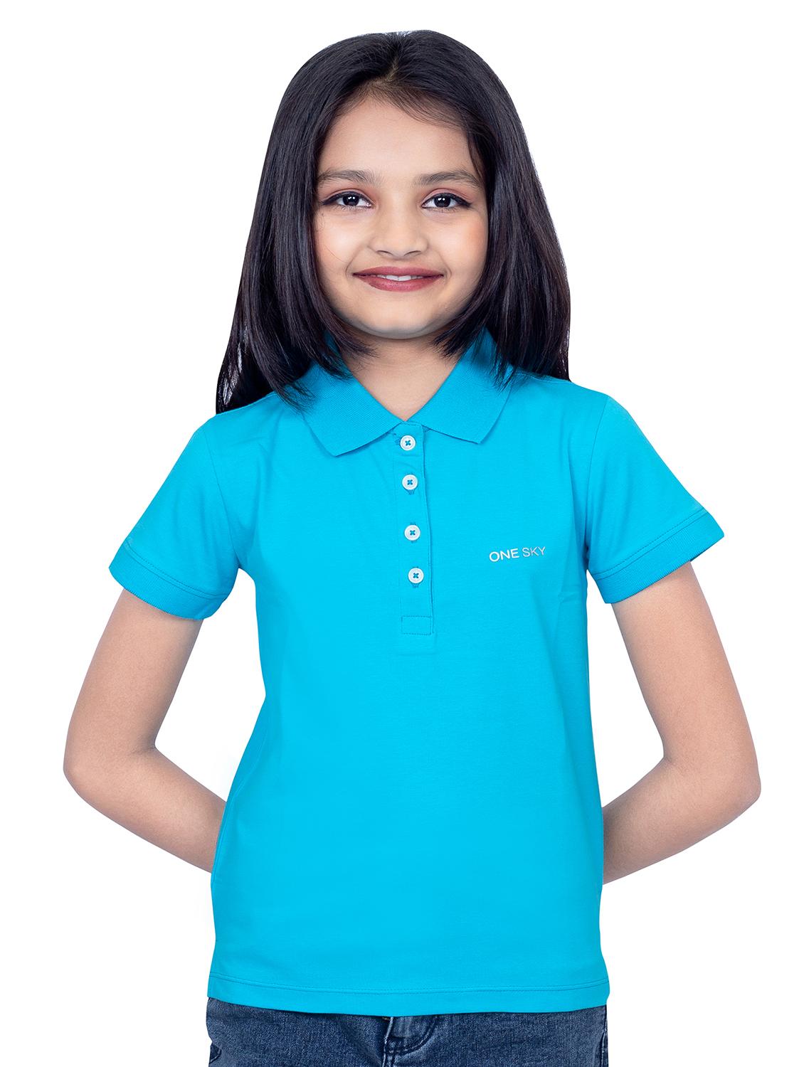 girls solid short sleeves polo t-shirt - 21618878 - Zoom Image - 0