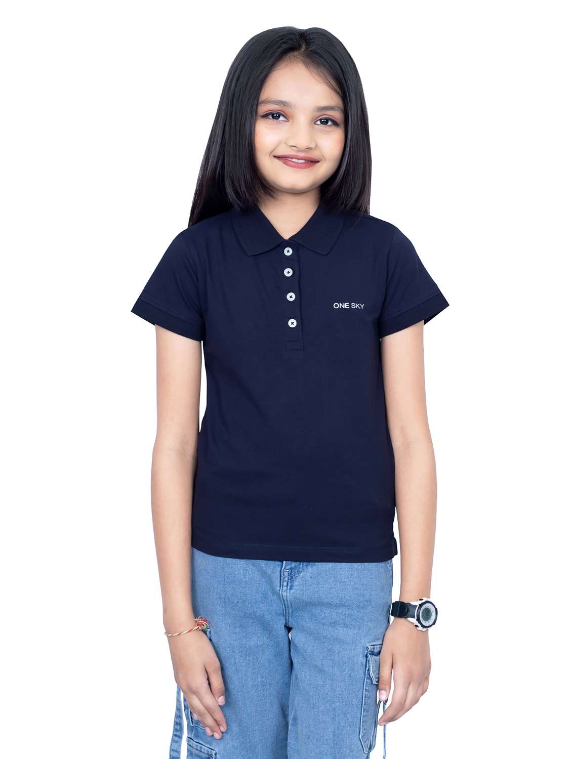 girls solid short sleeves polo t-shirt