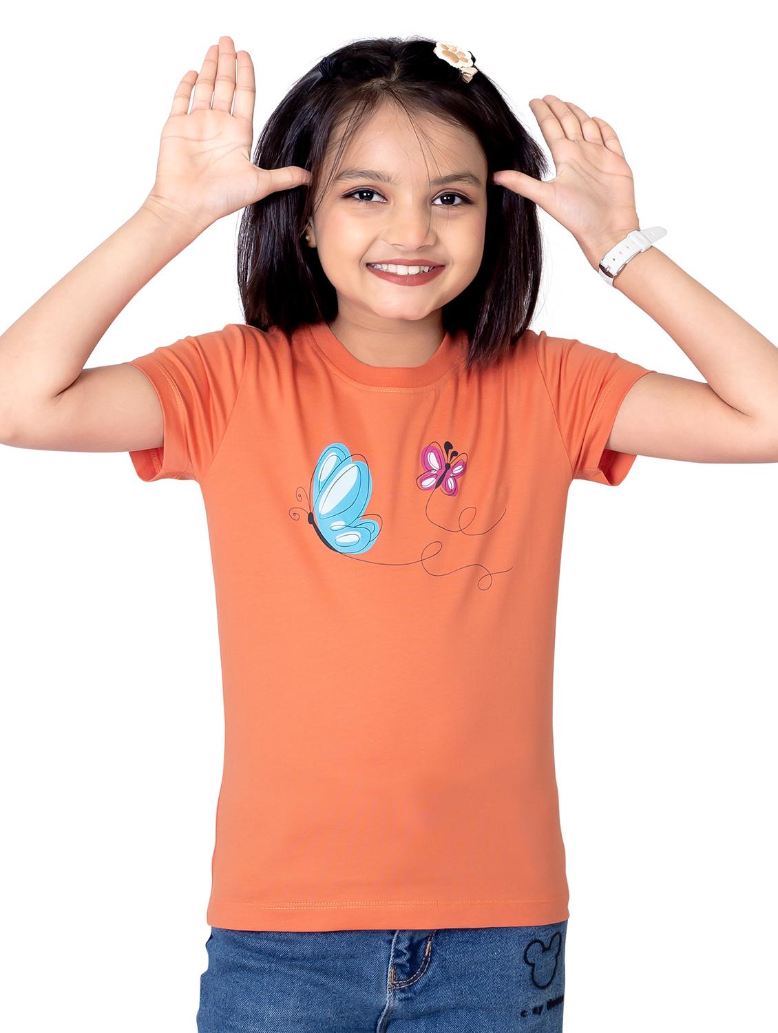 girls round neck printed short sleeves t-shirt - 21618881 - Zoom Image - 0