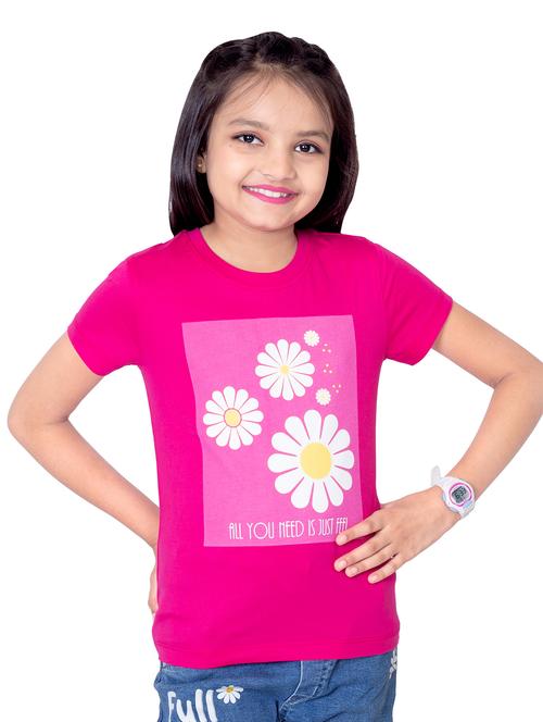 girls round neck printed short sleeves t-shirt - 21618888 -  Standard Image - 0