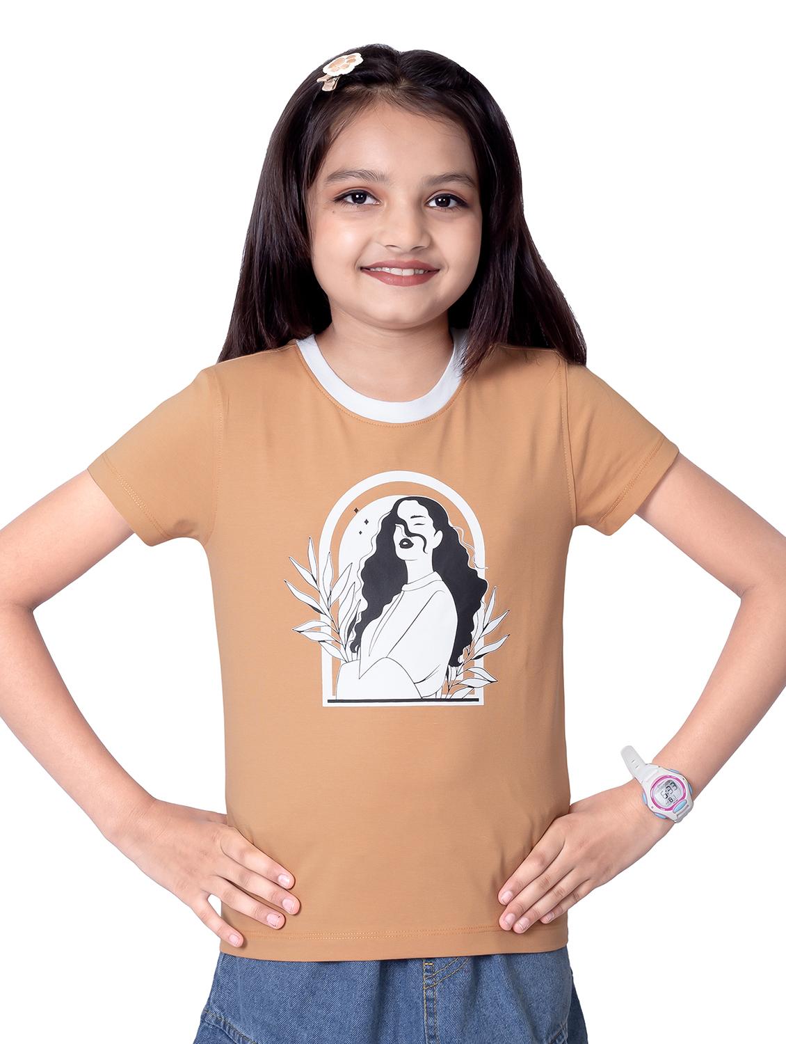 girls round neck printed short sleeves t-shirt - 21618895 - Zoom Image - 0
