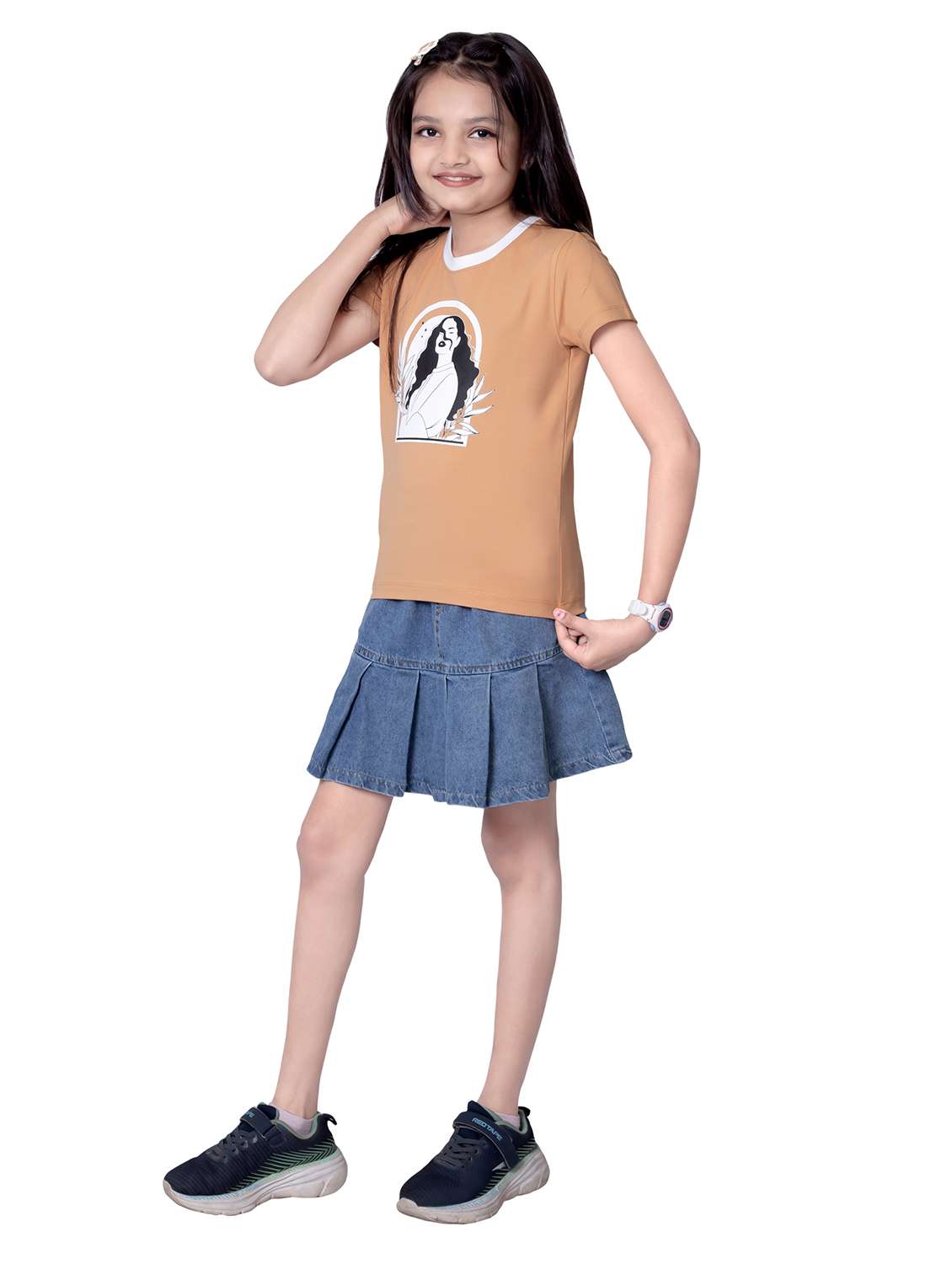 girls round neck printed short sleeves t-shirt - 21618895 - Standard Image - 3