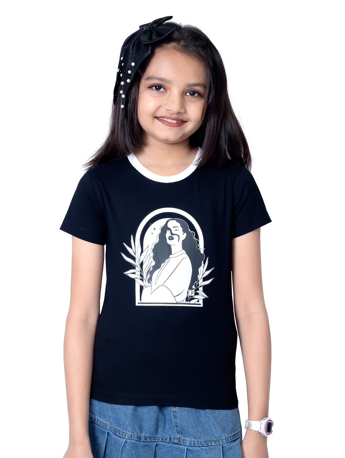 girls round neck printed short sleeves t-shirt - 21618896 - Zoom Image - 0
